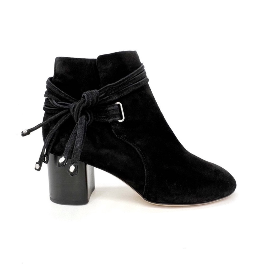 Rag & Bone Dalia II Suede Stud Tie Ankle Boot Black 9
